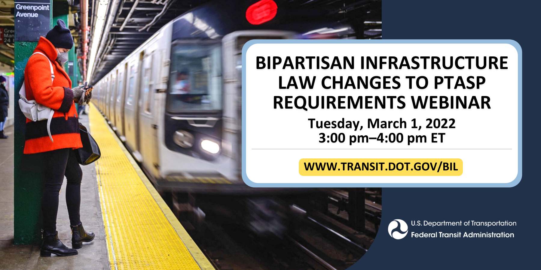 Bipartisan Infrastructure Law Changes to PTASP Requirements Event Graphic