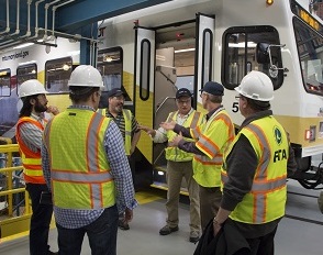 Safety officers attend demonstration at Maryland Transit Administration in Baltimore