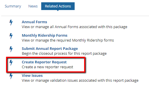 Create Reporter Request
