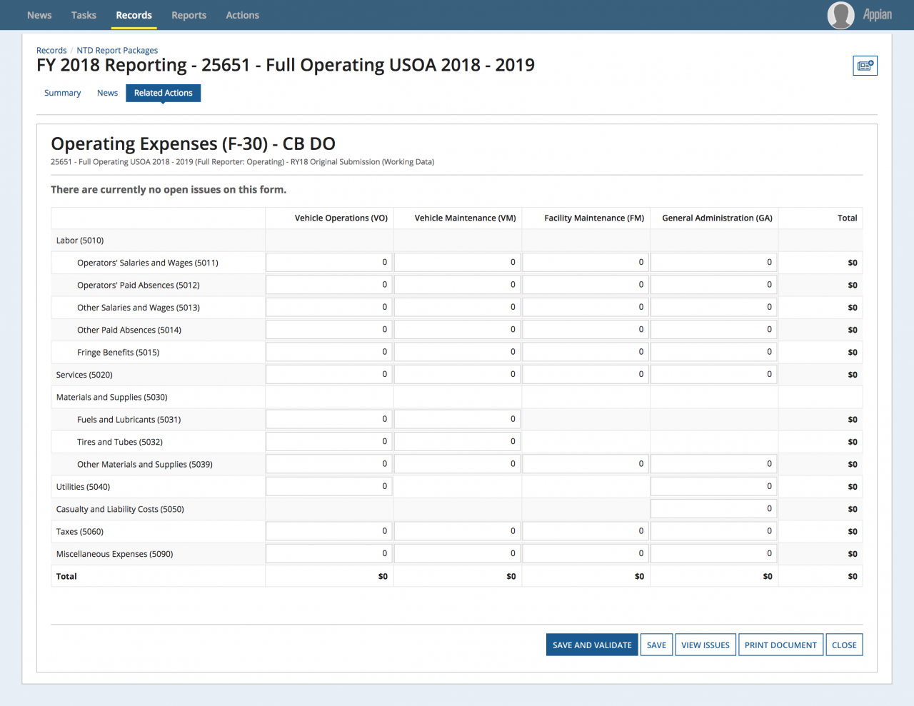 NTD Reporting System Forms FTA