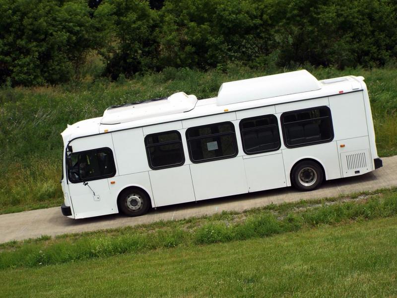 A battery electric bus undergoing brake testing.