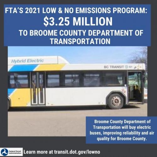 BC Transit will buy electric buses, improving reliability and air quality for Broome County.