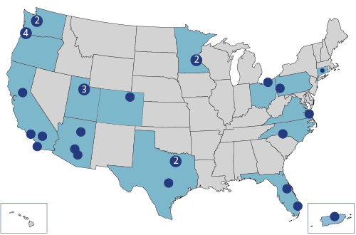 Locations of Before and After Studies of New Starts Projects