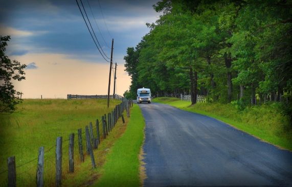Bus on country road