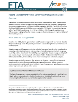 FTA Public Transportation Agency Safety Plan (PTASP) Technical Assistance Center