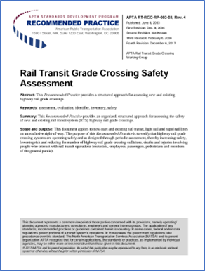 American Public Transportation Association (APTA) Rail Transit System Voluntary Standards