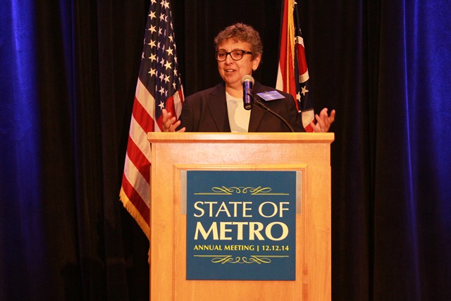 Regional Administrator Marisol Simon speaking at the State of Metro Annual Meeting in December of 2014