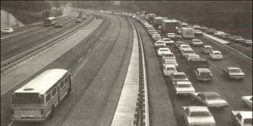 Did you know? The first exclusive bus lane on an urban highway, the Shirley Highway Busway, opened in September 1969 to carry commuters between northern Virginia and downtown Washington DC. FTA and FHWA collaborated with local transit authorities, including Washington Metropolitan Area Transit Authority (WMATA) and Virginia Department of Transportation to set up the innovative project, which immediately cut commuting times by an average of 15 minutes, decreased congestion and air pollution, and demonstrated the potential benefits of bus-only lanes to move transit riders more quickly and efficiently. After 1974, carpools were also permitted to use the lanes. Today, FTA supports bus rapid transit, many in exclusive lanes, to deliver fast and efficient service across the country.