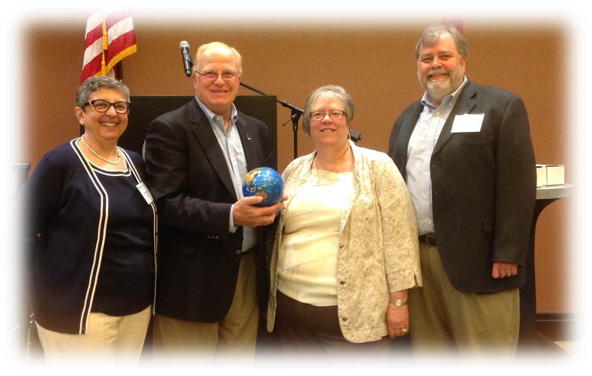 Joseph Calabrese accepts the Leonard Ronis Excellence in Transit Award from OPTA. From left to right: Marisol Simon, Joseph Calabrese, Marianne Freed, and James Gee