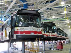 Courtesy Loozrboy on Flickr Buses on lifts in maintenance garage