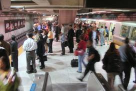 Crowded BART subway platform