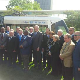 Group in front of streetcar