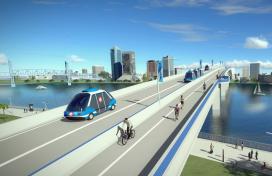 Rendering of Jacksonsville Skyway with automated vehicles