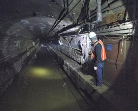 MTA transit worker in flooded tunnel