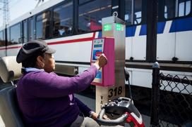 Courtesy Bi-State Development Agency Metrolink passenger in wheelchair